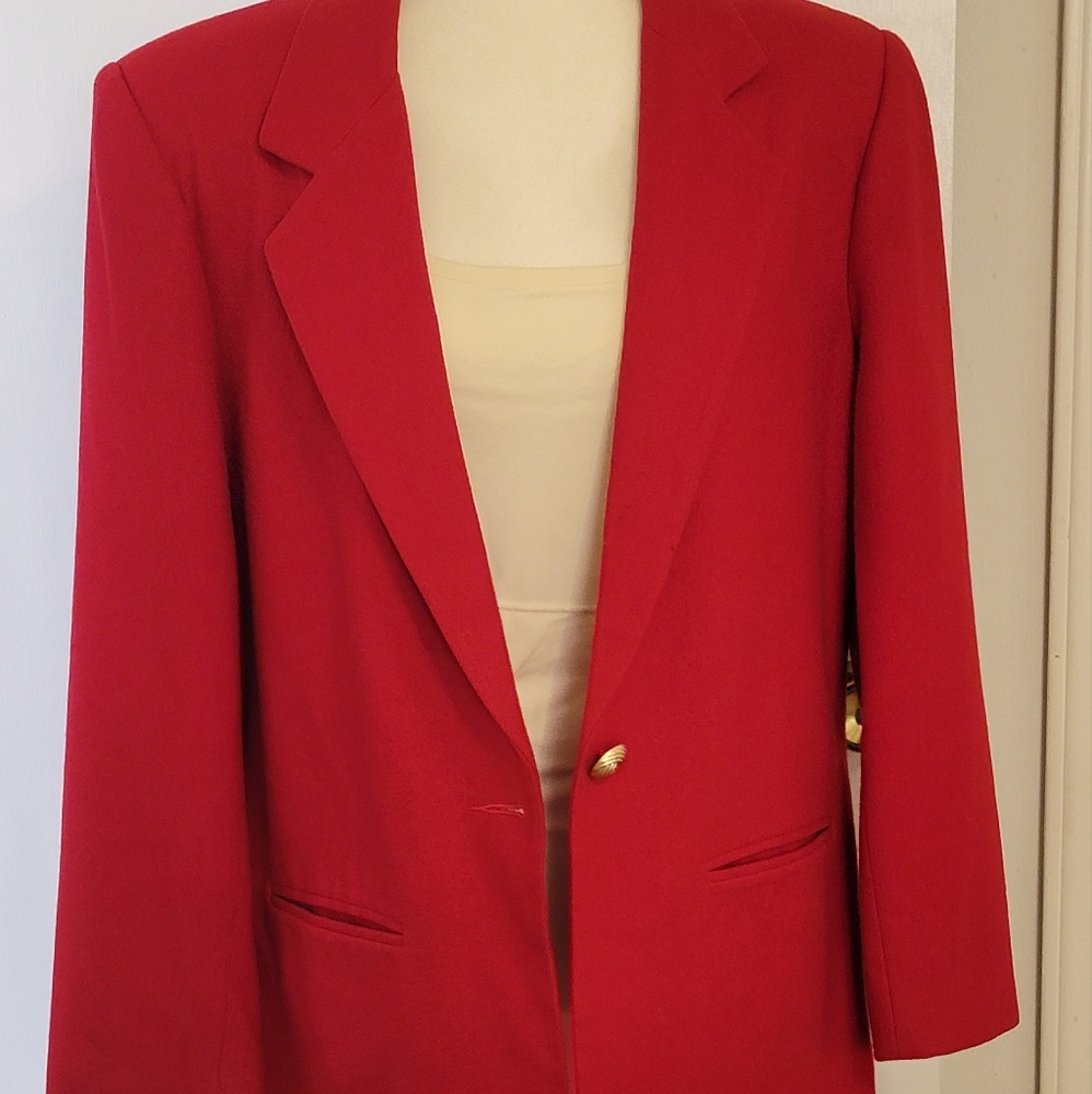 Vtg red 100% Wool blazer sz 12